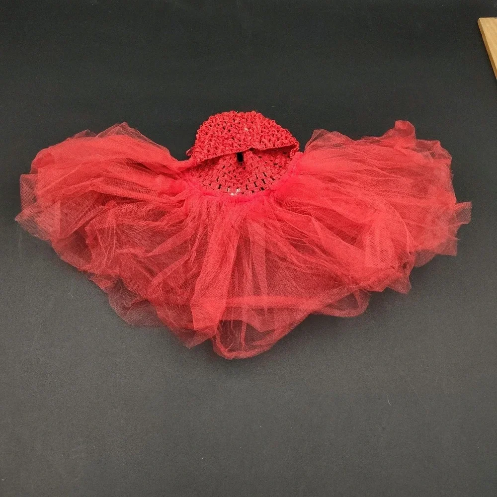 Dog Tutu Hot RED Skirt Elastic Waist Small-Dog-Types Sm-Size SEQUIN SPARKLE‎
